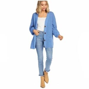 Mud Pie Shelton Oversized Blue Cardigan Sweater NWT